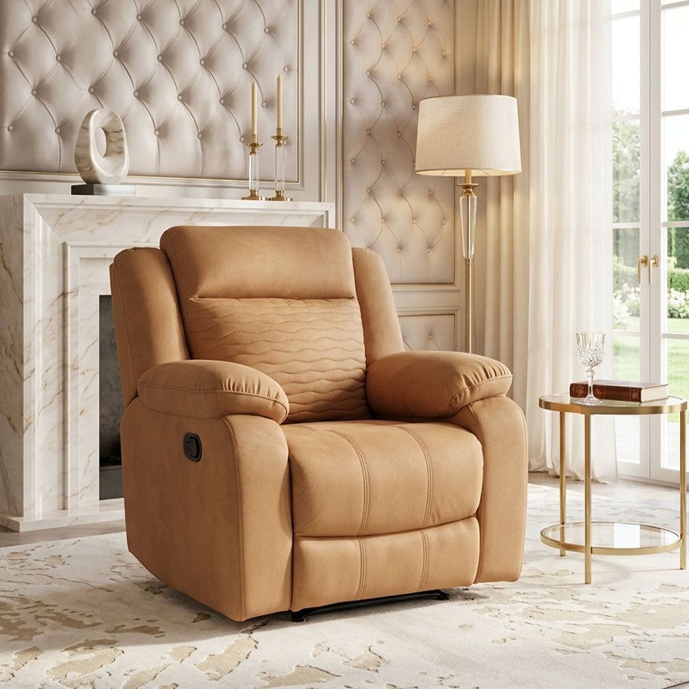 MAARK MANUAL RECLINER FABRIC SOFA SINGLE SEATER WAVE