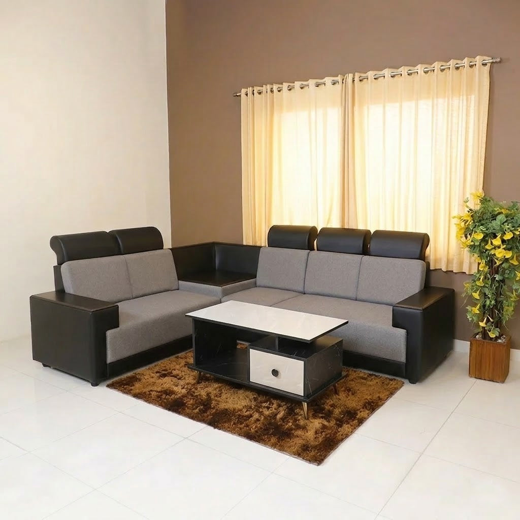 MAARK FABRIC CORNER SOFA 5 SEATER WITH COFFEE TABLE COMBO OFFER