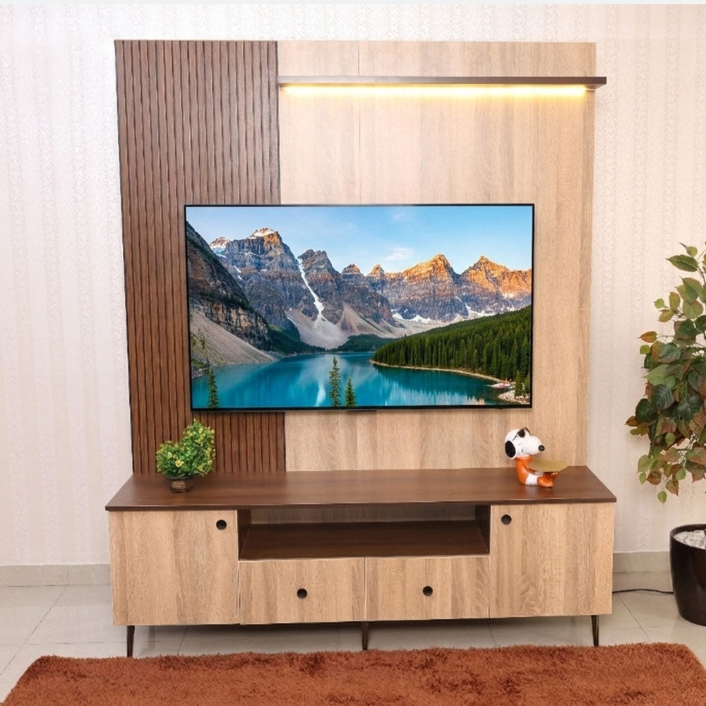 MAARK BOOM TV UNIT 7*6 WITH LOUVERS WITH 2 DRAWS