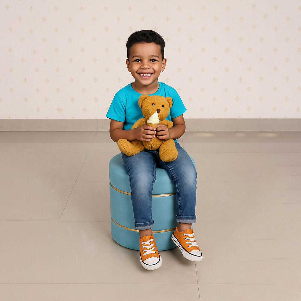 MAARK VELVET STRIPE POUF PURPLE 16*16*18" AO