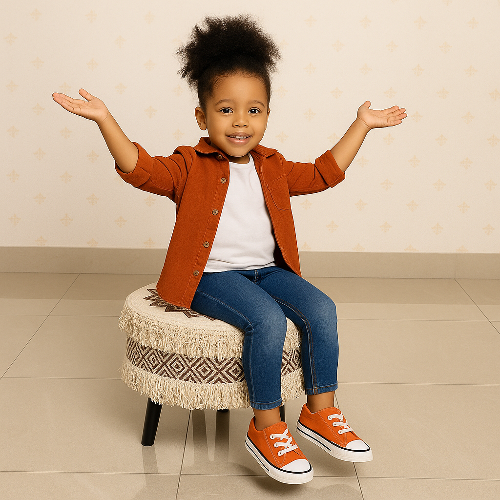 MAARK ROSY PRINTED HANDWOVEN STOOL BROWN & NATURAL 16*16*17" AO