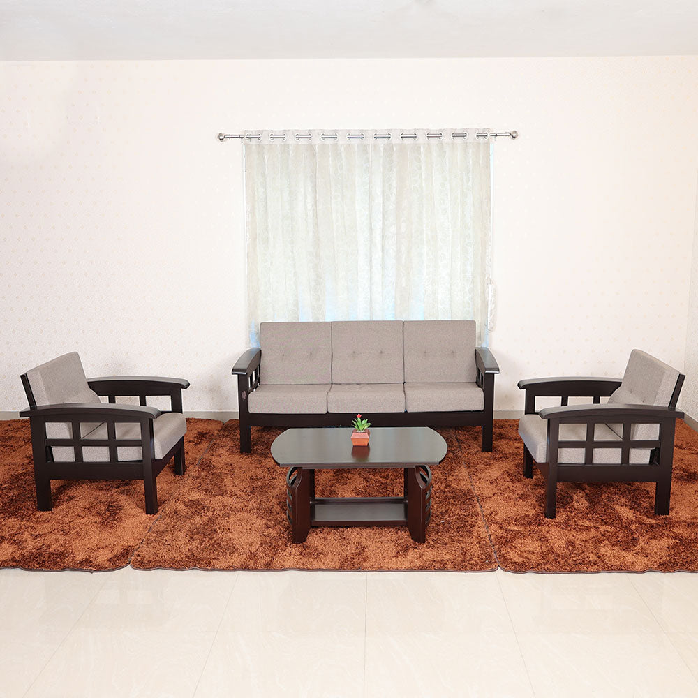 MAARK WOODEN SOFA SET (3+1+1) RUDRA WALNUT COLOUR