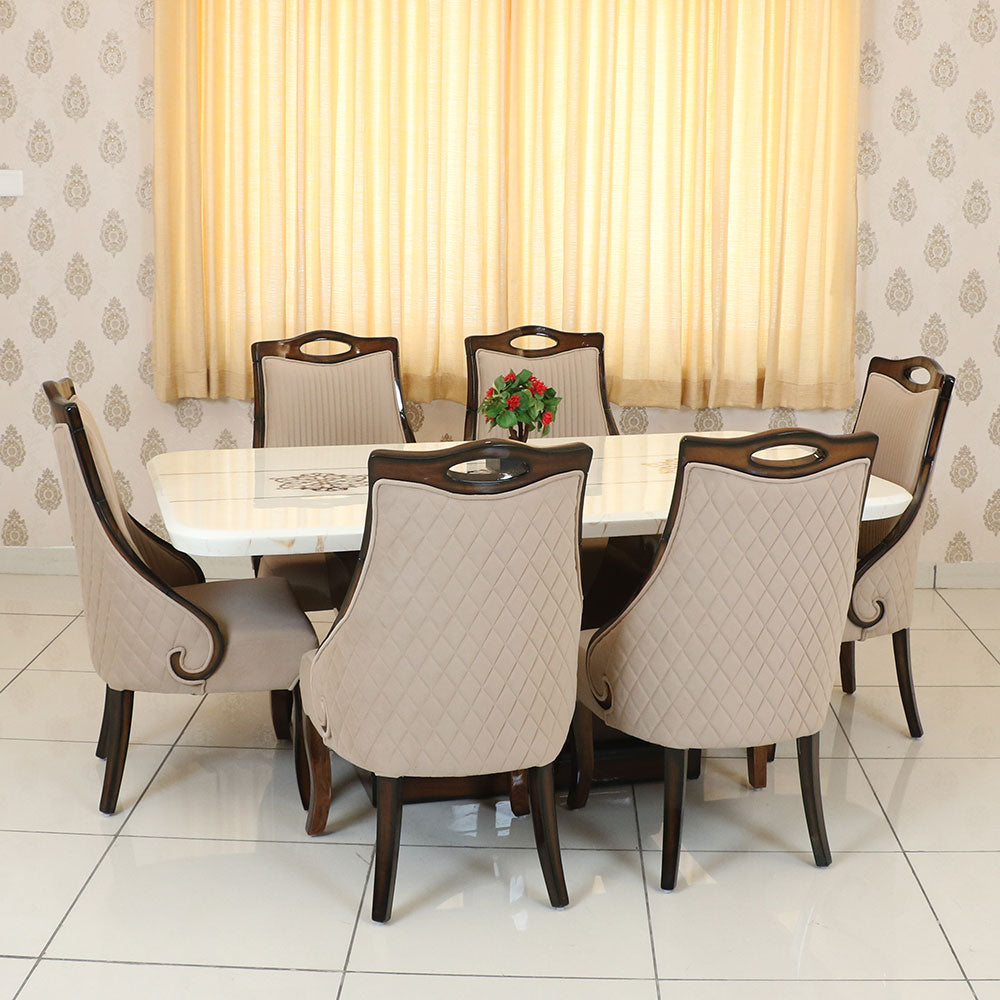 MAARK MARBLE TOP 6 SEATER DINING SET 6032 TD