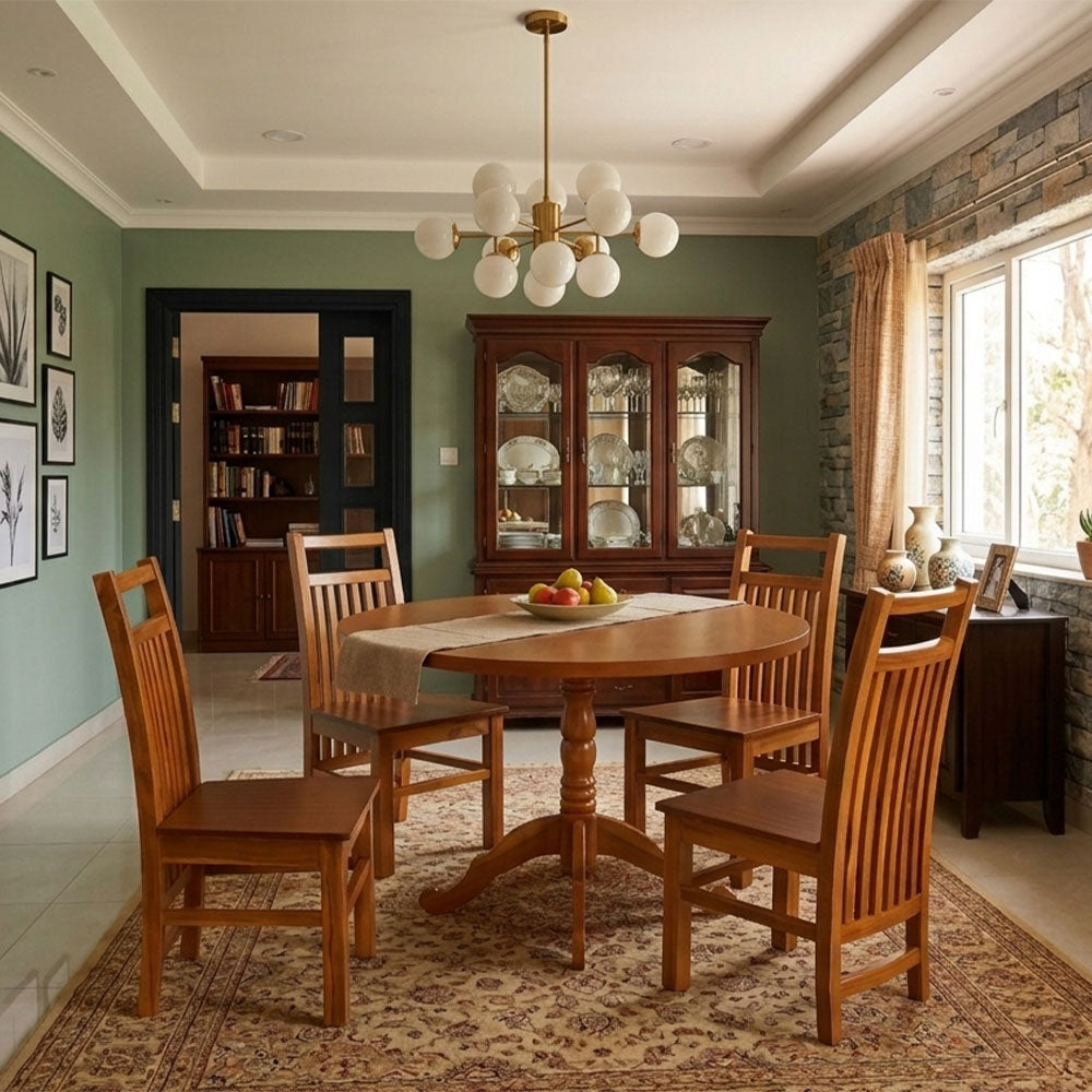 MAARK WOODEN TOP 4 SEATER DINING SET 4*4 ROUND MODEL CUSTOMIZED