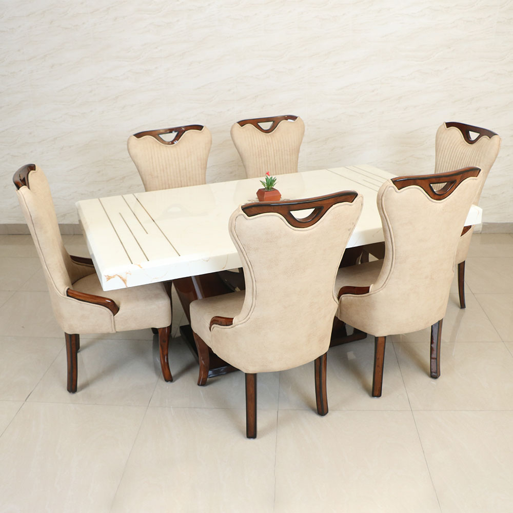 MAARK MARBLE TOP 6 SEATER DINING SET 6042 TD