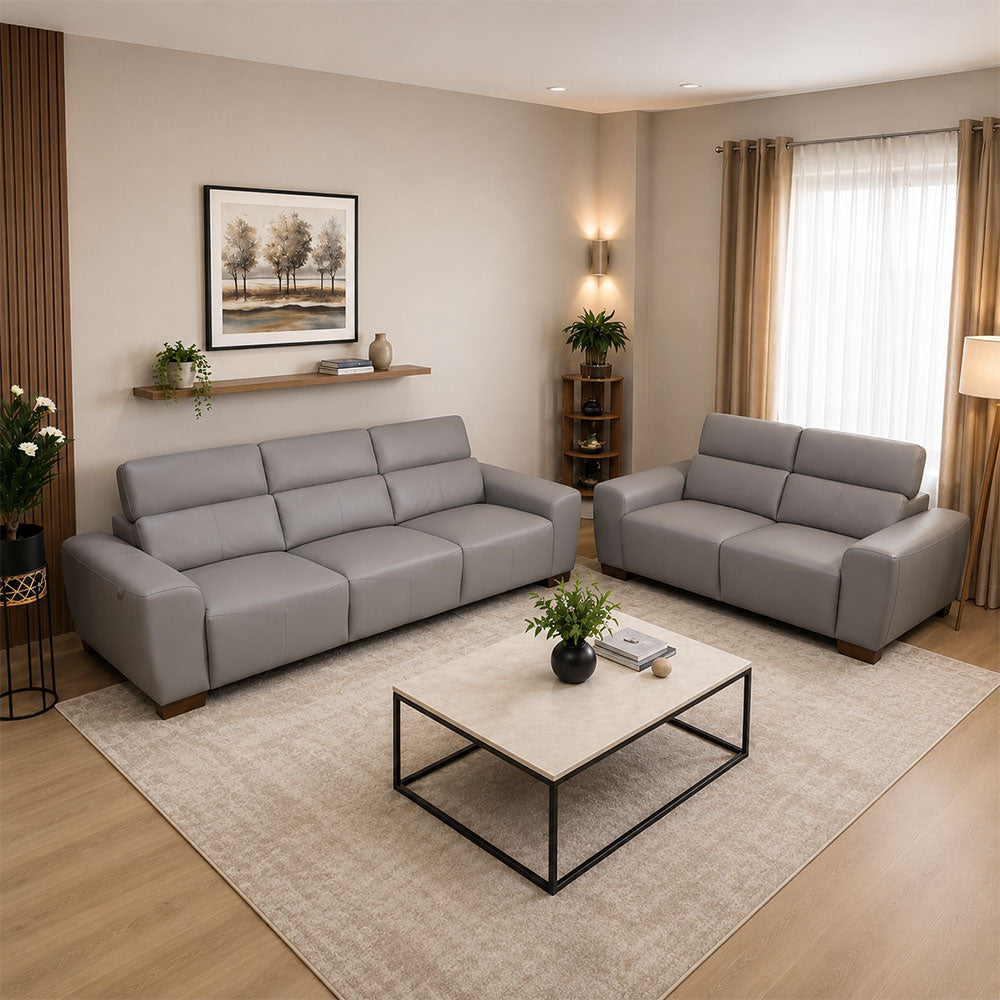 MAARK LEATHER SOFA SET (3+2) 6034 SMOKY GRAY ML