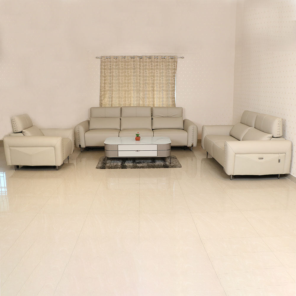 MAARK MOTORIZED RECLINER LEATHER SOFA SET (3R+2R+1R) 2A08-6194-15 BEIGE COLOUR HT