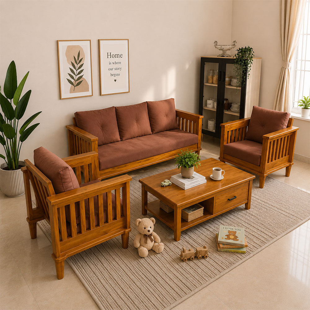 MAARK WOODEN SOFA SET (3+1+1) KIA