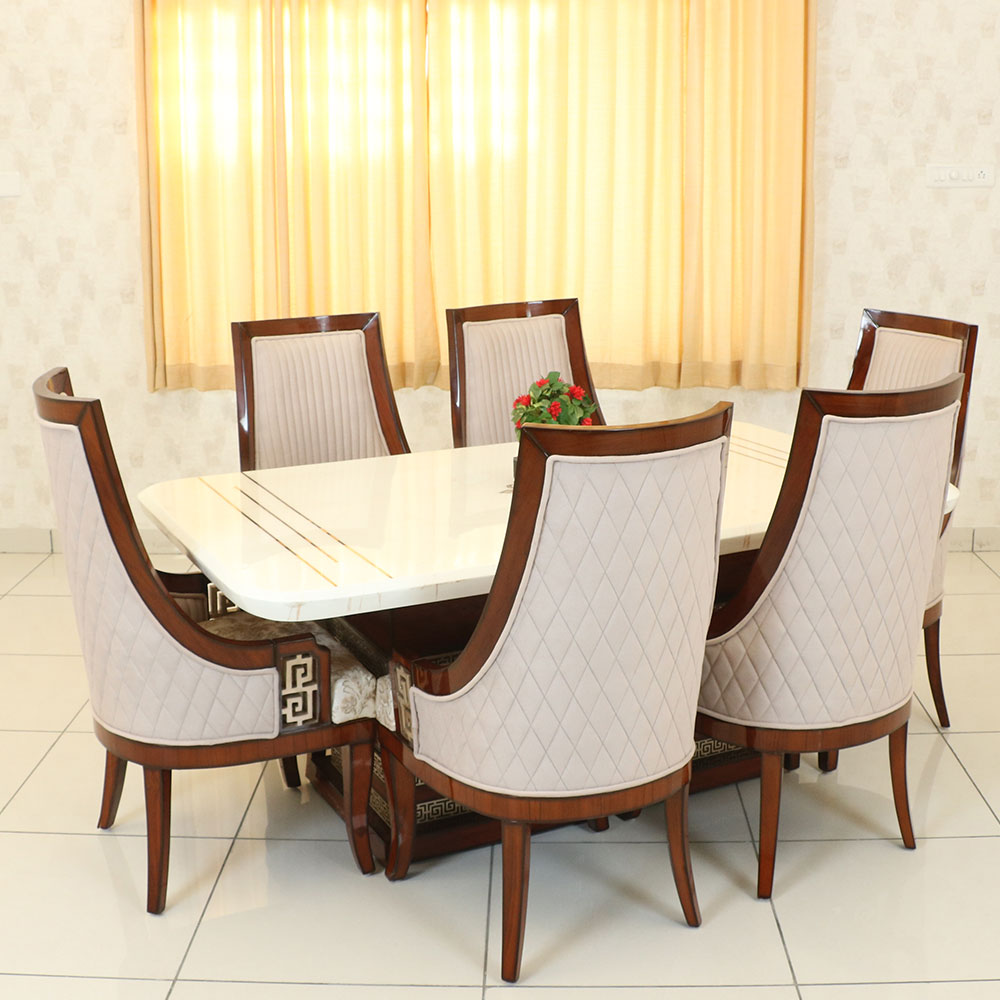 MAARK MARBLE TOP 6 SEATER DINING SET 6030 TD
