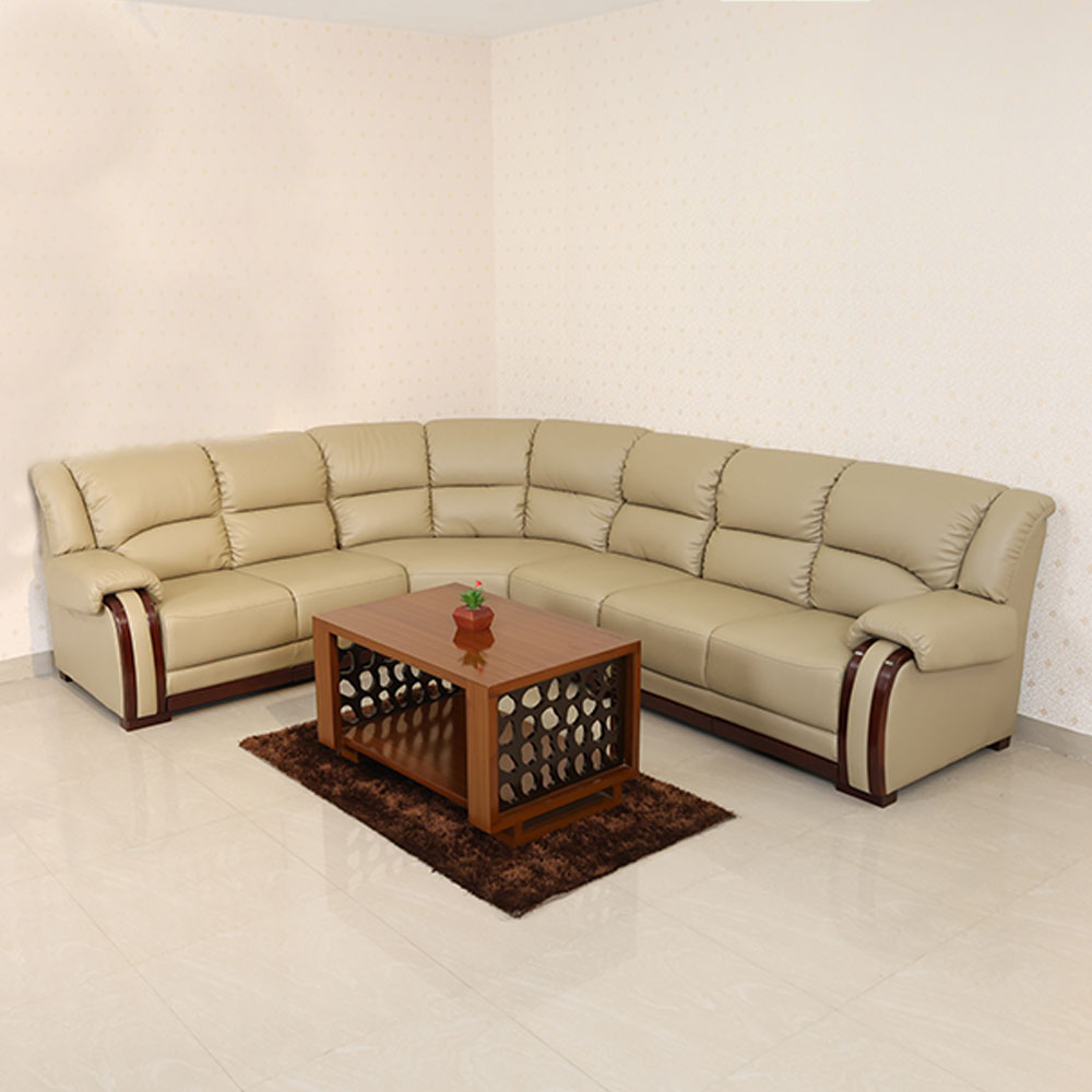 MAARK LEATHERETTE CORNER SOFA 5 SEATER DEMOS MOCHA COLOUR HT