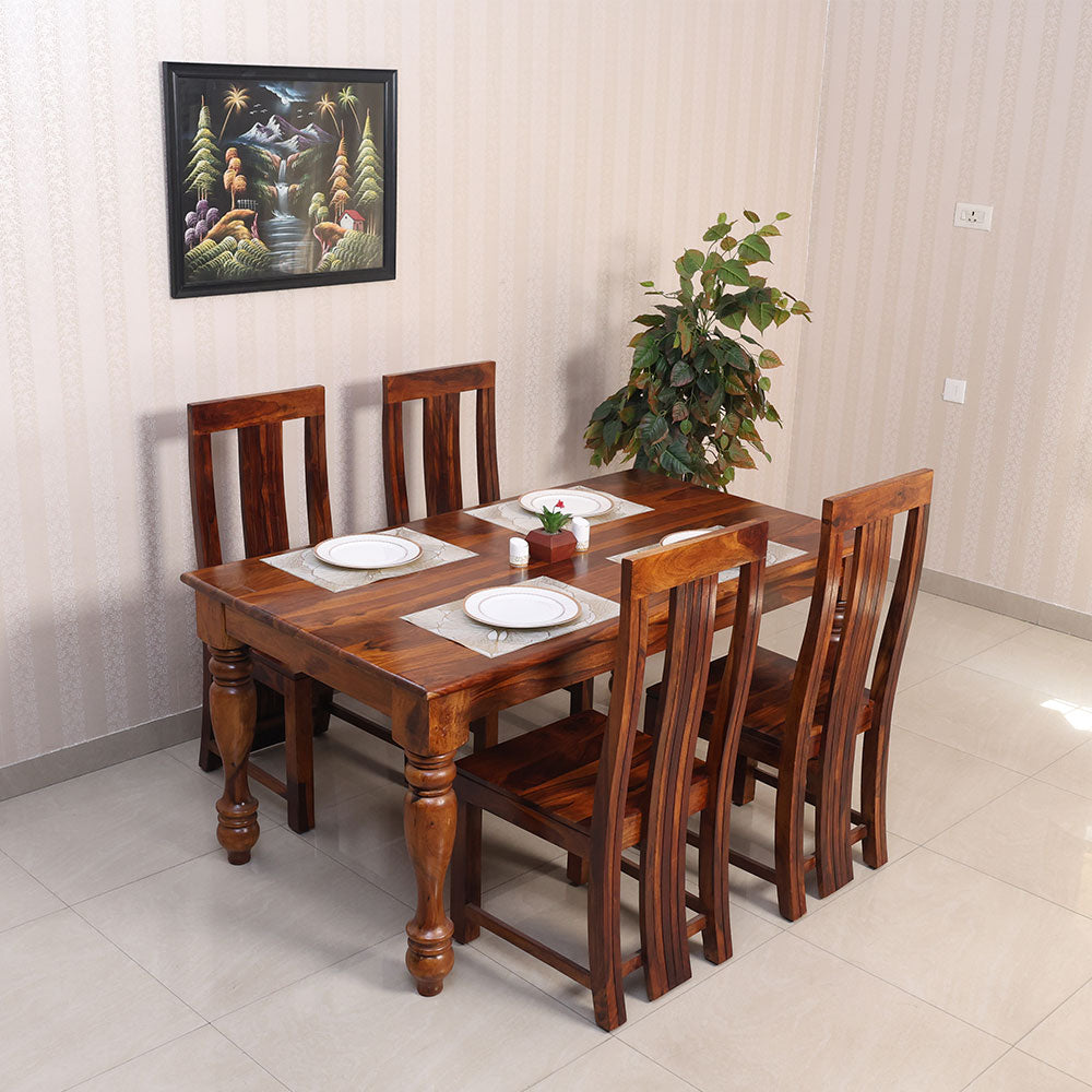 MAARK SHEESHAM WOOD 4 SEATER DINING SET (5.25*3) 1158 NATURAL FINISH  SV