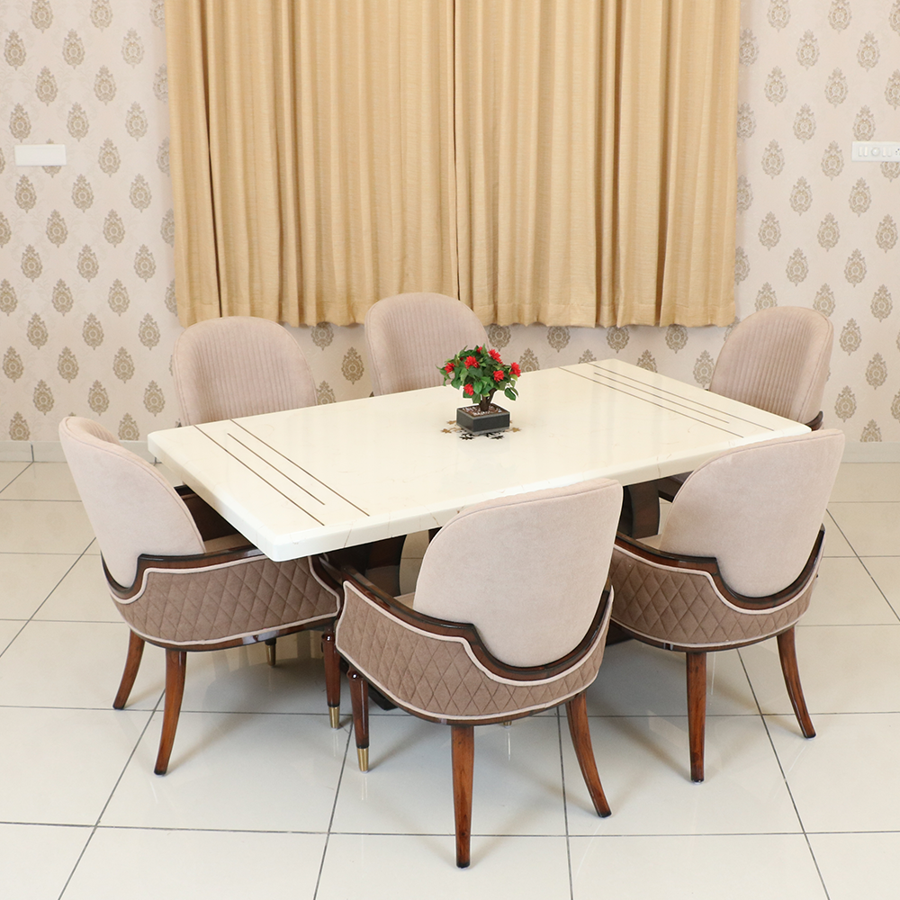 MAARK MARBLE TOP 6 SEATER DINING SET 6034 TD