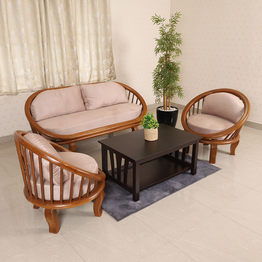 MAARK WOODEN SOFA SET (3+1+1) ROUND CRASI SUF