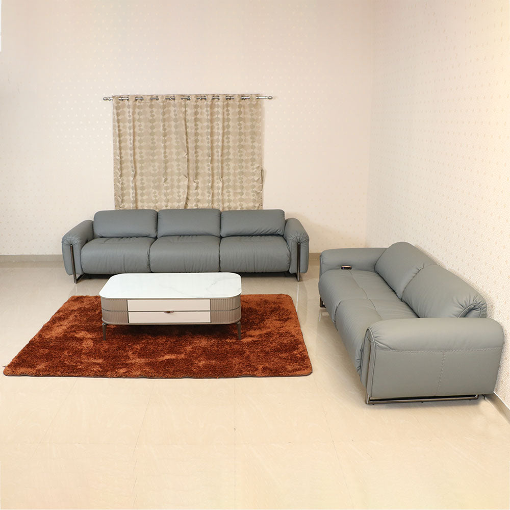 MAARK MOTORIZED RECLINER LEATHER SOFA SET (3R+2R) 2A13-6194-829 GRAY BLUE COLOUR HT