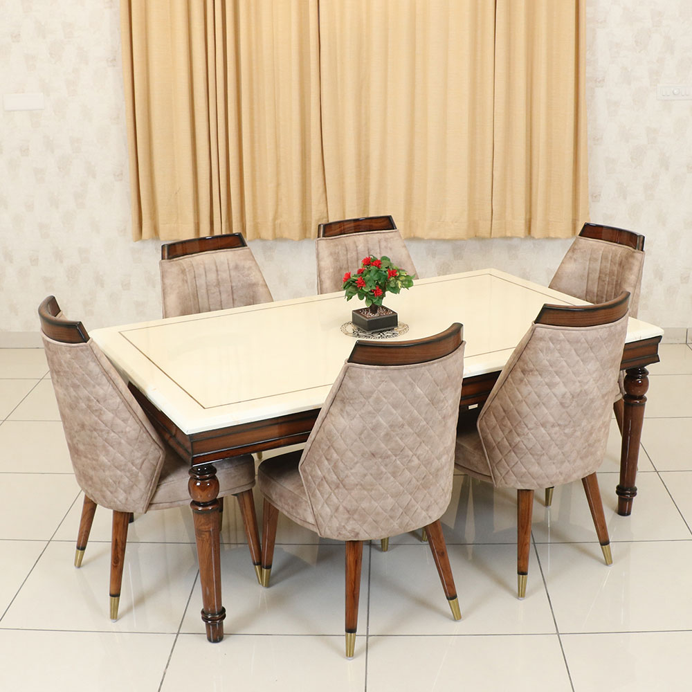 MAARK MARBLE TOP 6 SEATER DINING SET 6029 TD