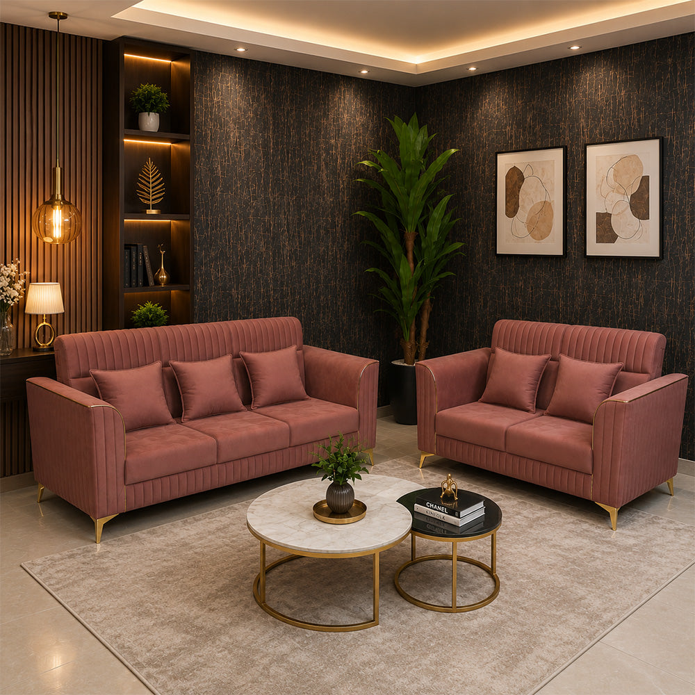 MAARK FABRIC SOFA SET (3+2) KAJU