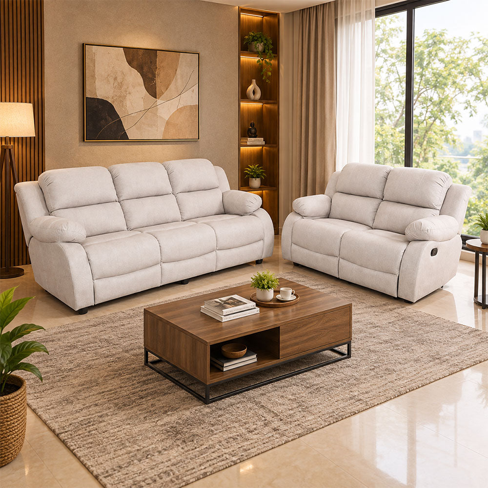 MAARK MANUAL RECLINER FABRIC SOFA SET (3+2R) F211