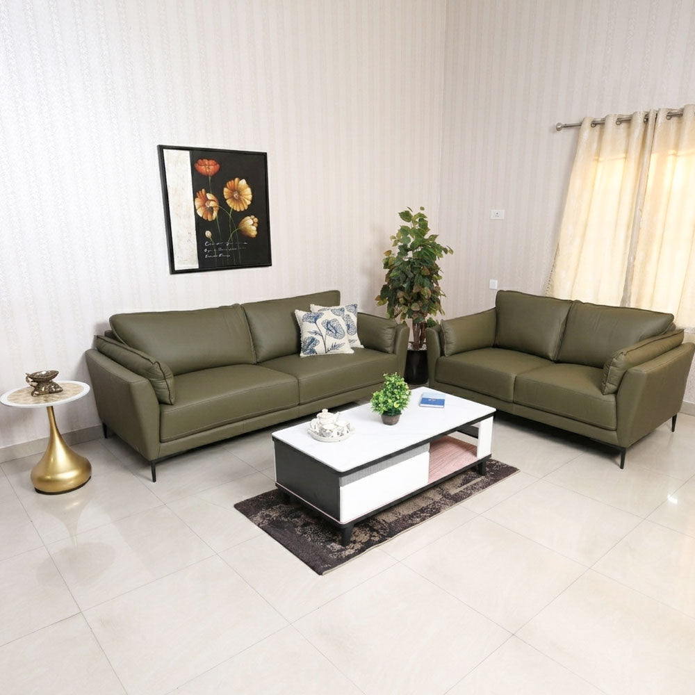 Maark Leather Sofa Set (3+2) 6015 Olive Green Ml Online India - The Maark Trendz Coimbatore