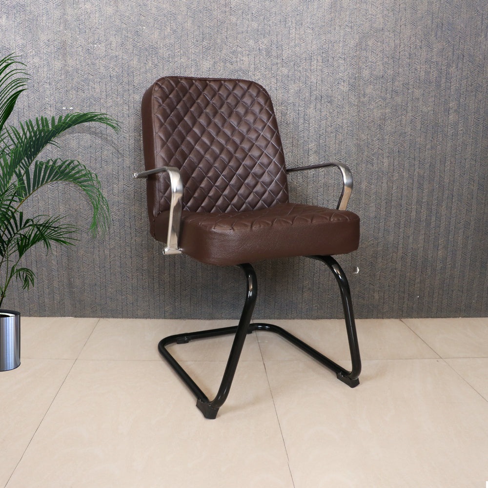 MAARK VISITOR CHAIR C BEND WITH CROME ARMS BROWN COLOUR GF