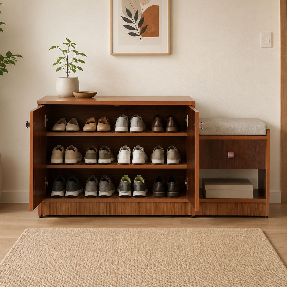 MAARK OLIVE SHOE RACK WITH SEATING