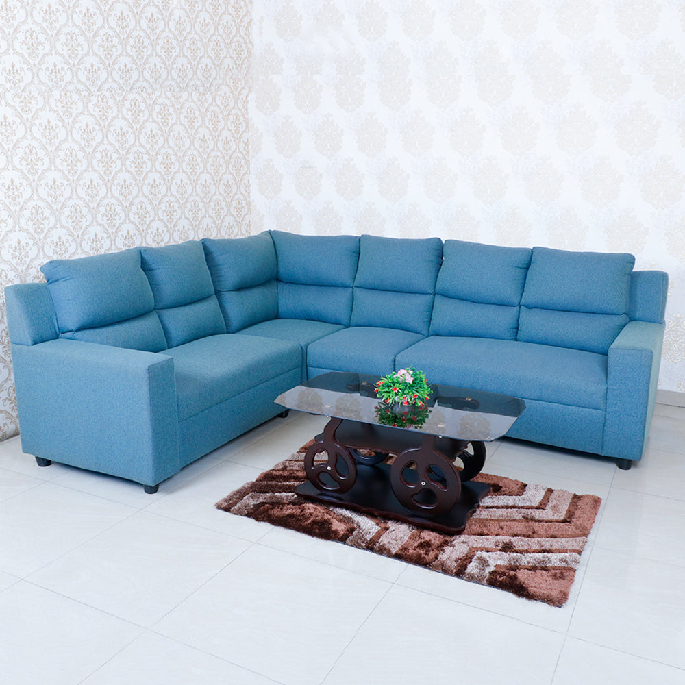 MAARK FABRIC CORNER SOFA 5 SEATER SAJINA BLUE COLOUR