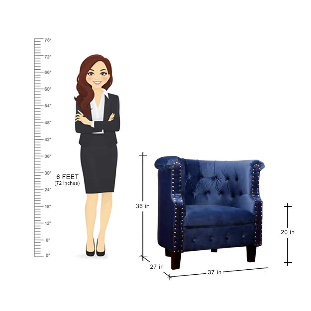 MAARK FABRIC SINGLE SEATER SOFA C TYPE LUX BLUE COLOUR