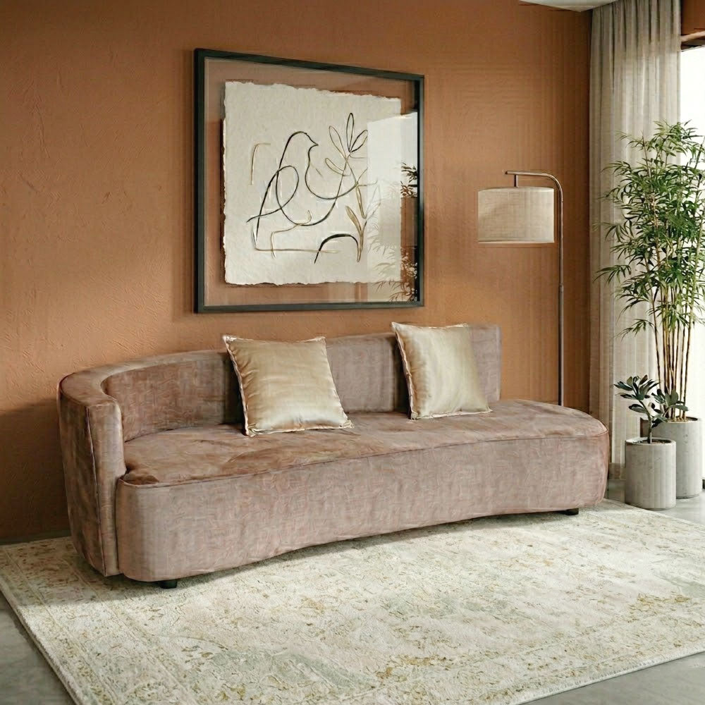 MAARK FABRIC THREE SEATER SOFA PRETTY