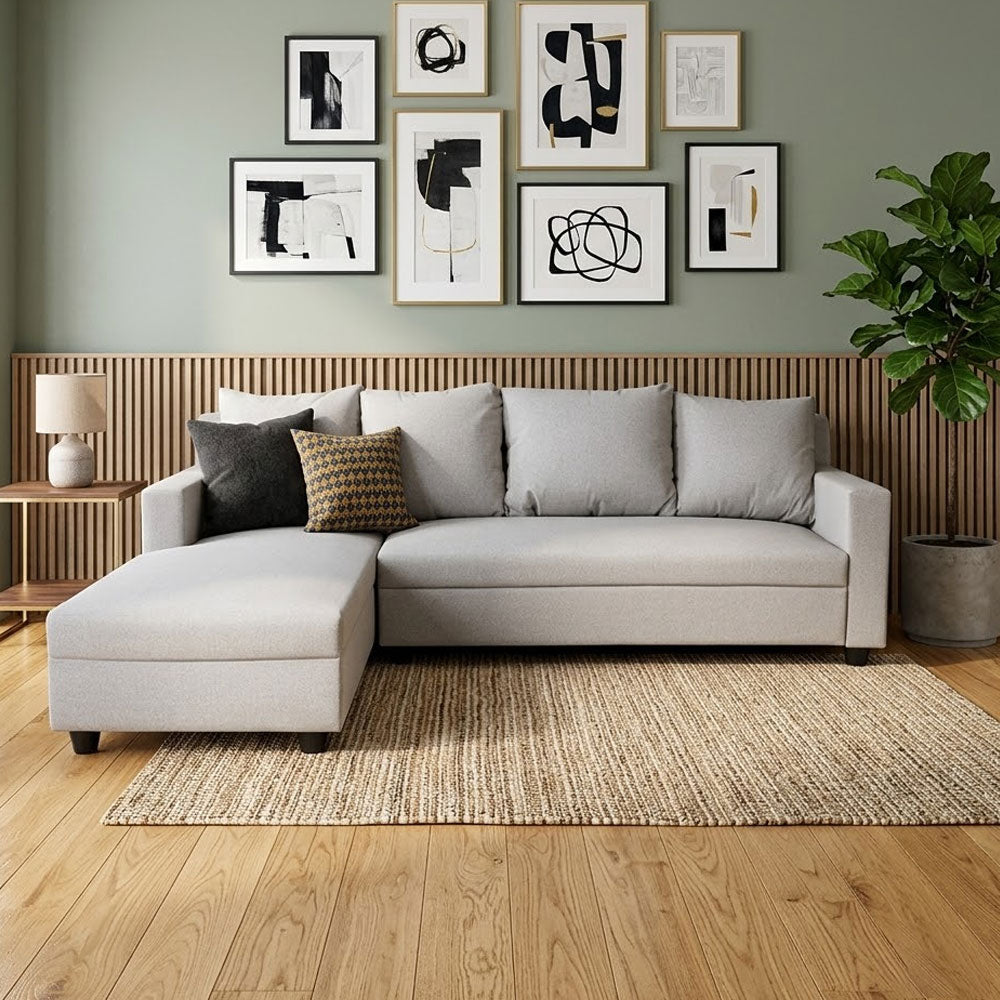 Maark Fabric Sofa Set (3+Diwan) Verna Half White Colour Online India - The Maark Trendz Coimbatore