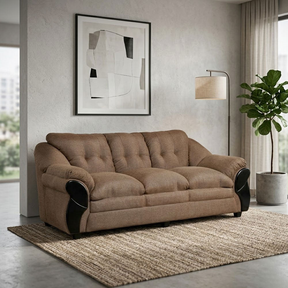 MAARK FABRIC THREE SEATER SOFA ROMANTIC BROWN COLOUR