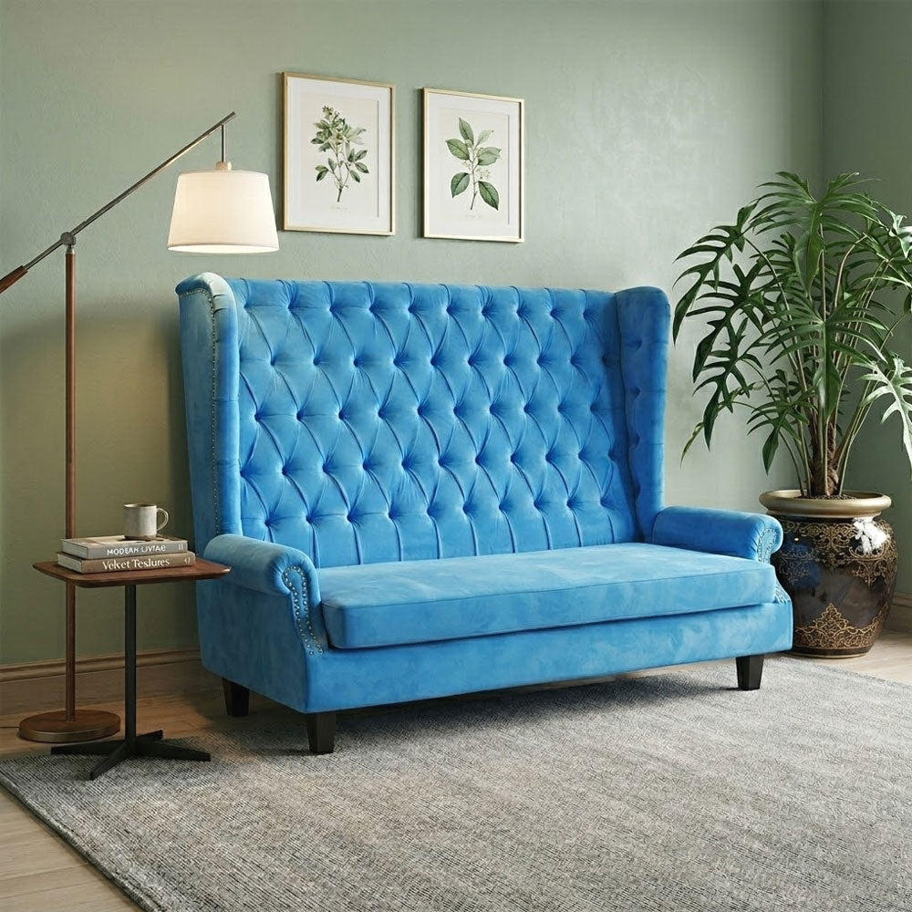 MAARK FABRIC THREE SEATER SOFA JANEEL BLUE COLOUR