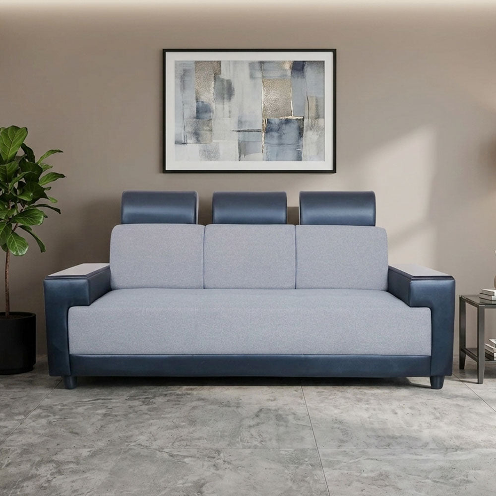 MAARK FABRIC THREE SEATER SOFA INDROYAL GRAY COLOUR
